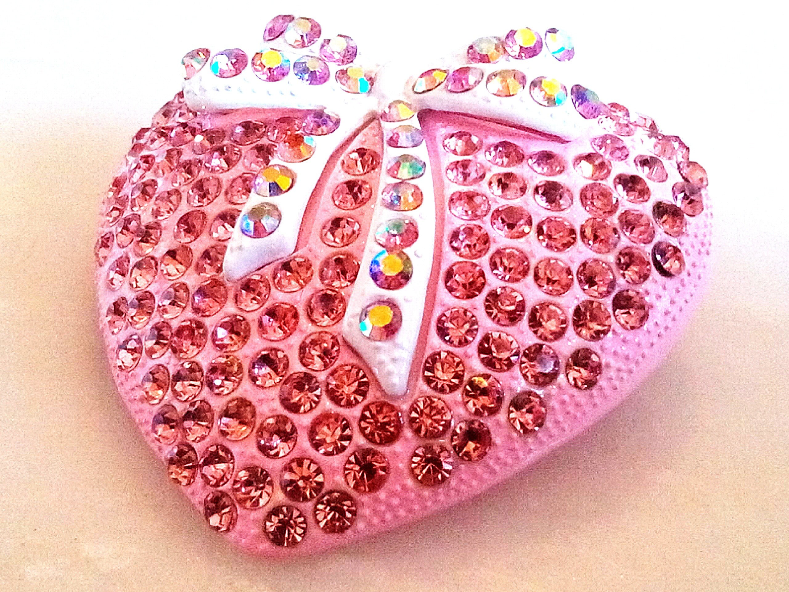 Valentine Designer Style Love HEART Brooch Pink Red Rhinestones Hanging  Hearts