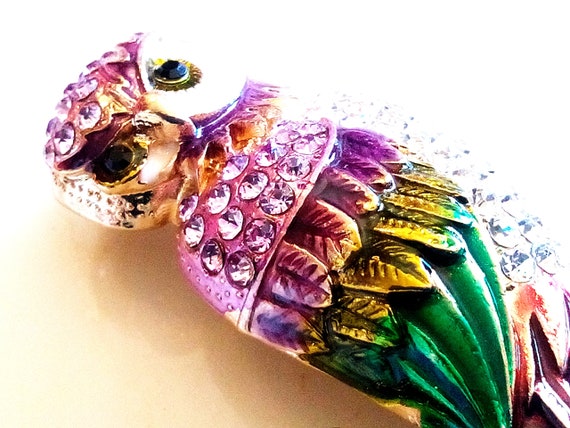 ENAMELED OWL BROOCH! Adorable! Wise Figural, Anim… - image 5