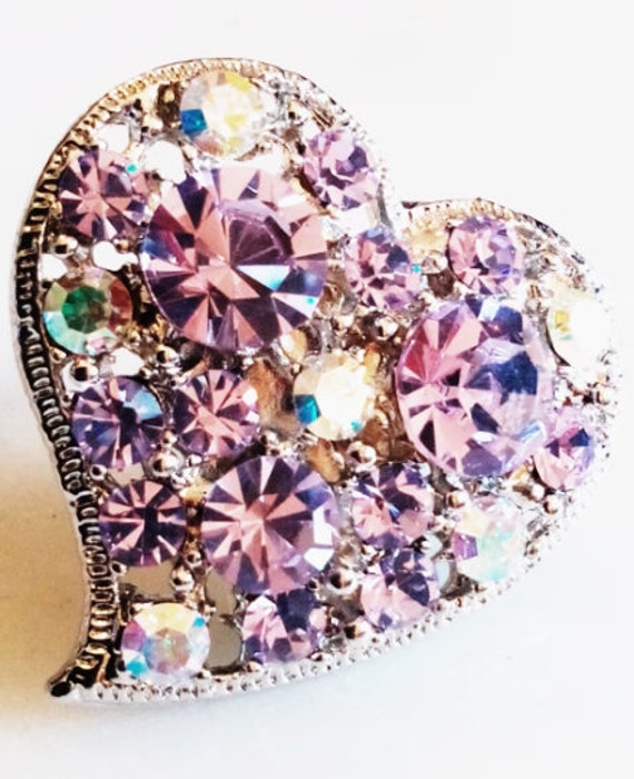 VALENTINE'S HEART BROOCH! Sparkling Lavender/Lilac