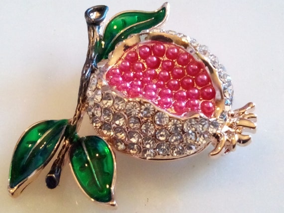 POMEGRANATE BROOCH! Figural, Food and Drink, Frui… - image 4