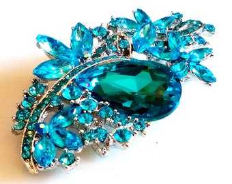 RHINE-VBRACH Blue Color Crystal Flower Brooch Wedding Bouquet Brooches Pin Summer Dress Jewelry T-Shirt Accessories RHINE-VBRACH Blue Color Crystal Flower Brooch Wedding Bouquet Brooches Pin Summer Dress Jewelry T-Shirt Accessories
