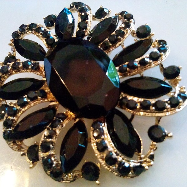 Black and Gold Brooch Etsy