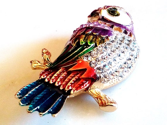 ENAMELED OWL BROOCH! Adorable! Wise Figural, Anim… - image 10