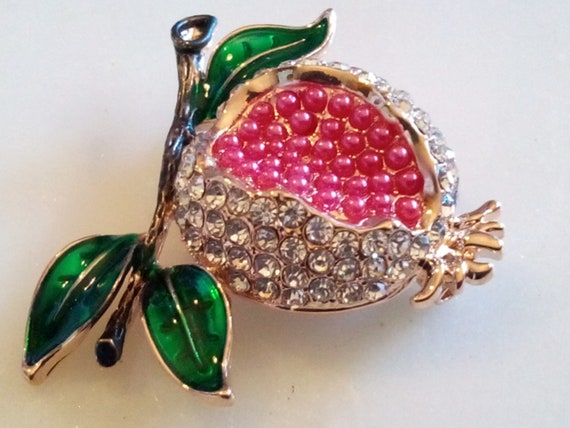 POMEGRANATE BROOCH! Figural, Food and Drink, Frui… - image 5