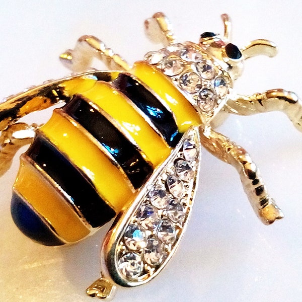 Bejeweled Rainbow Bee Brooch