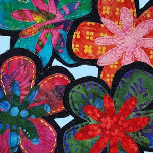 Handmade Batik Flower Patches Boho Jean Patches 70&#39;s Denim Patches Sew-On Applique Flower Patches