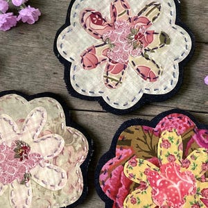 Handmade Cotton Flower Patches: Upcycled Denim Applique