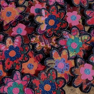 Bright Medium fabric flower Applique 3-pack-Pastel - Scrap flowers for Visible Mending, Slow Stitch, Gifts