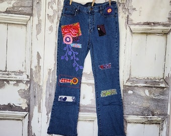 Size 12, Boyfriend patched Jeans, Funky Patched Jeans,