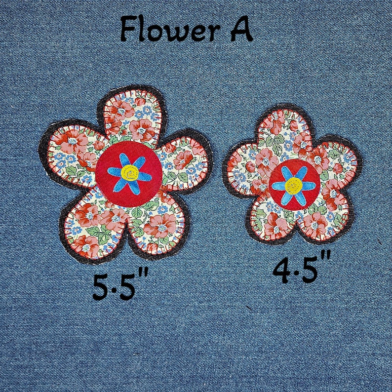 Boho Patches, Applique Patches, Handmade sew-on patches, Flower Patches, Patch for Jeans, Handmade jean Patches image 2