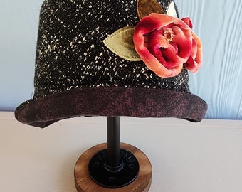 Velvet Rose Cloche Hat -1920's Flapper Look