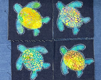 Turtle Lover Jean Patch Gift for Friend Turtle Denim Patch Denim Sew On Patch Jacket Patch Hat Patch