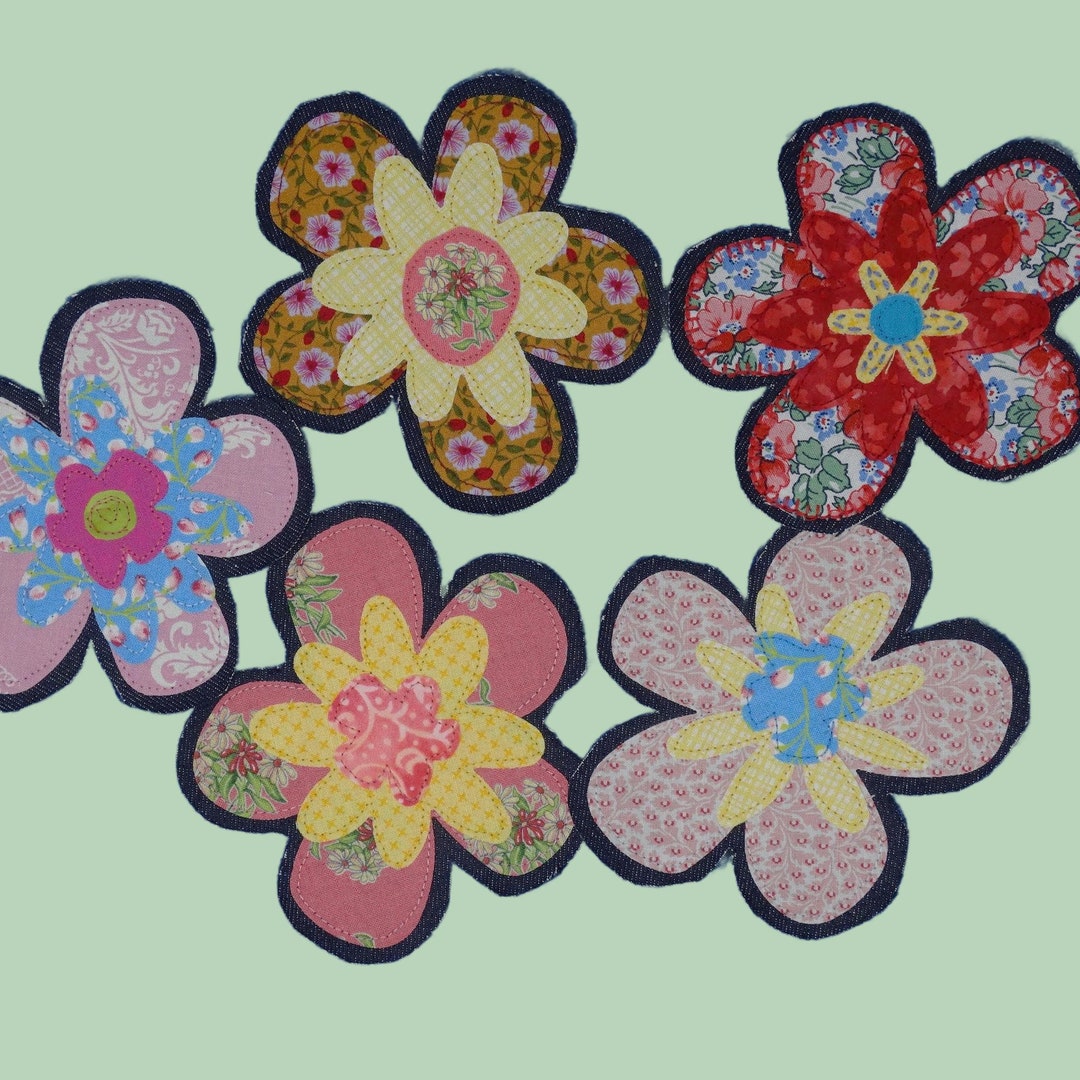 Handmade Flower Applique Patch: Upcycled Denim Sew-on - Etsy