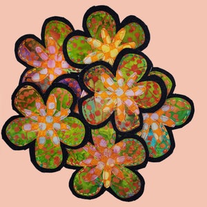 Handmade Batik Flower Patch: Sew-On Denim Applique