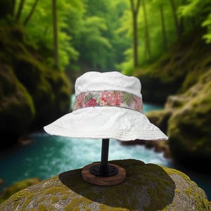 Upcycled Shabby Chic Bucket Hat: Handmade Garden Sun Hat