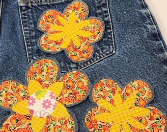 Boho Flower Patches, Hippy Flowers, Handmade Flower Patches, Patches for Jeans