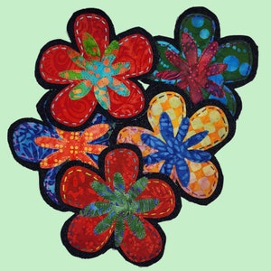 Handmade Batik Flower Patch: 70&#39;s Boho Denim Applique
