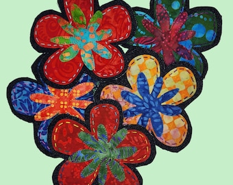 Handmade Batik Flower Patches Boho Jean Patches 70's Denim Patches Sew-On Applique Flower Patches