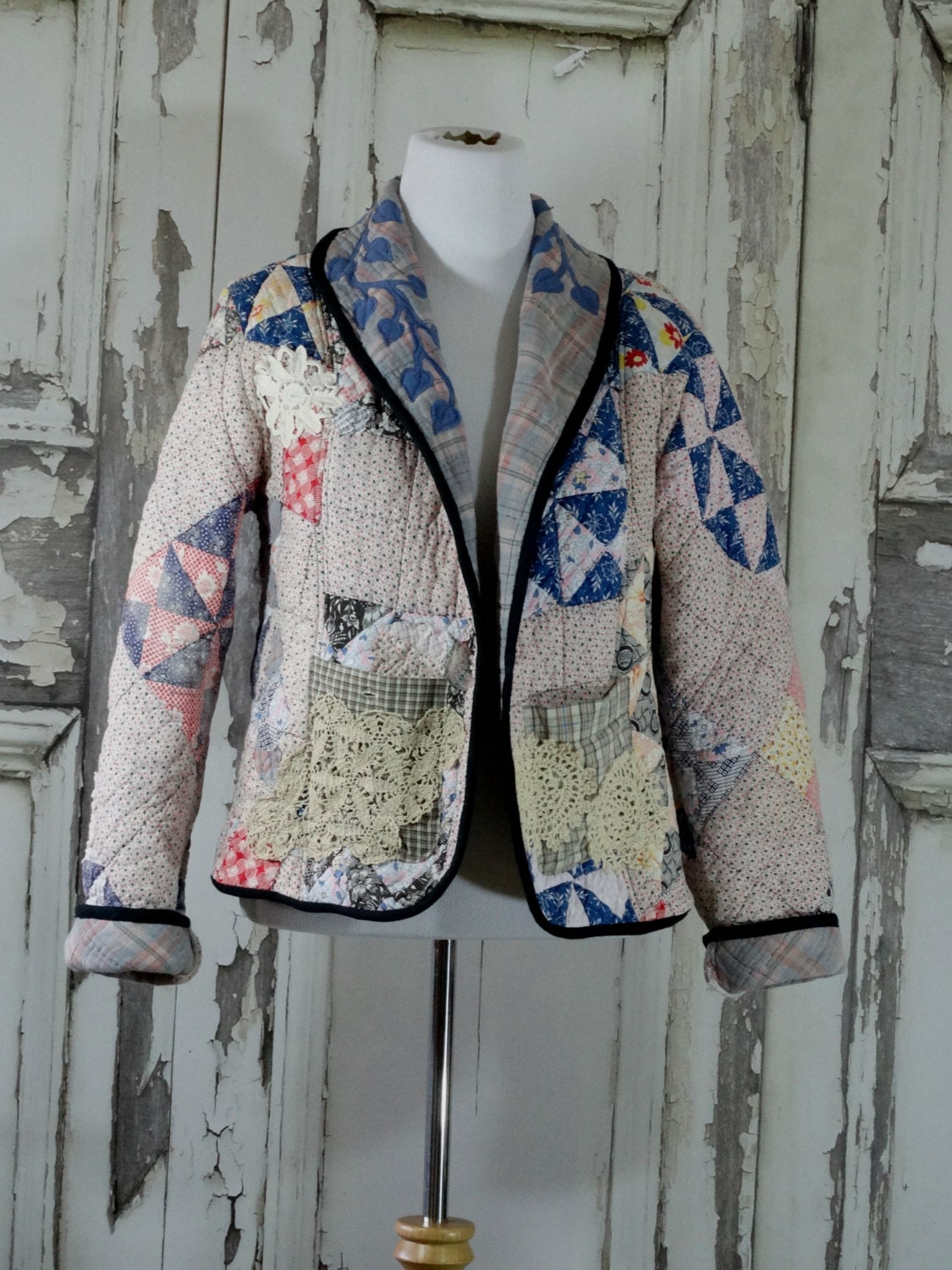 Jacket from Vintage Quilt Women's Quilted Blazer Jacket Etsy