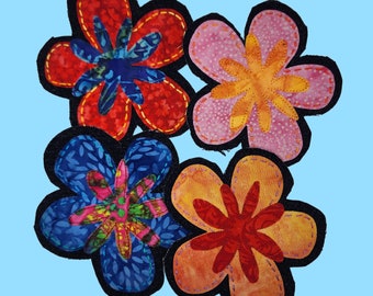 Handmade Batik Flower Patches Boho Jean Patches 70's Denim Patches Sew-On Applique Flower Patches