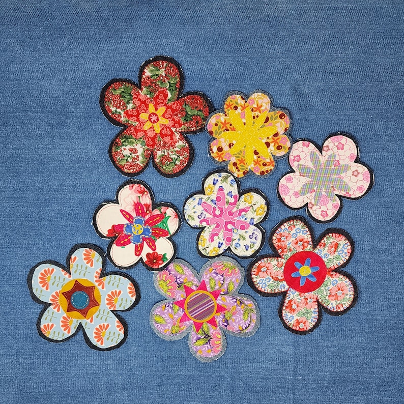 Boho Patches, Applique Patches, Handmade sew-on patches, Flower Patches, Patch for Jeans, Handmade jean Patches image 1