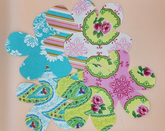 12 Flower Patches Jean Patches Die Cut Fusible Fabric Flower Cutouts Quilt Flowers