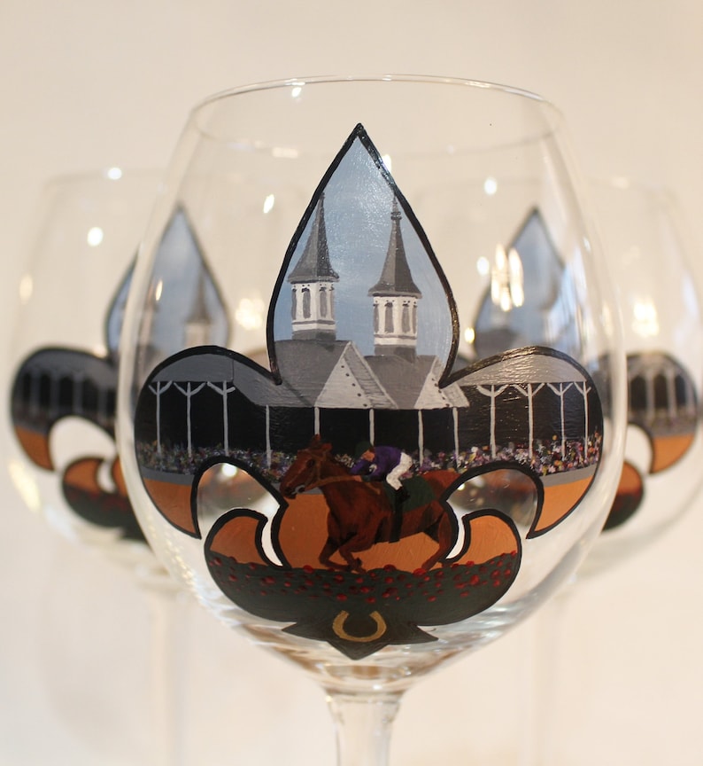 Kentucky Derby Wine Glasses Hand Painted MADE TO ORDER 2 Etsy