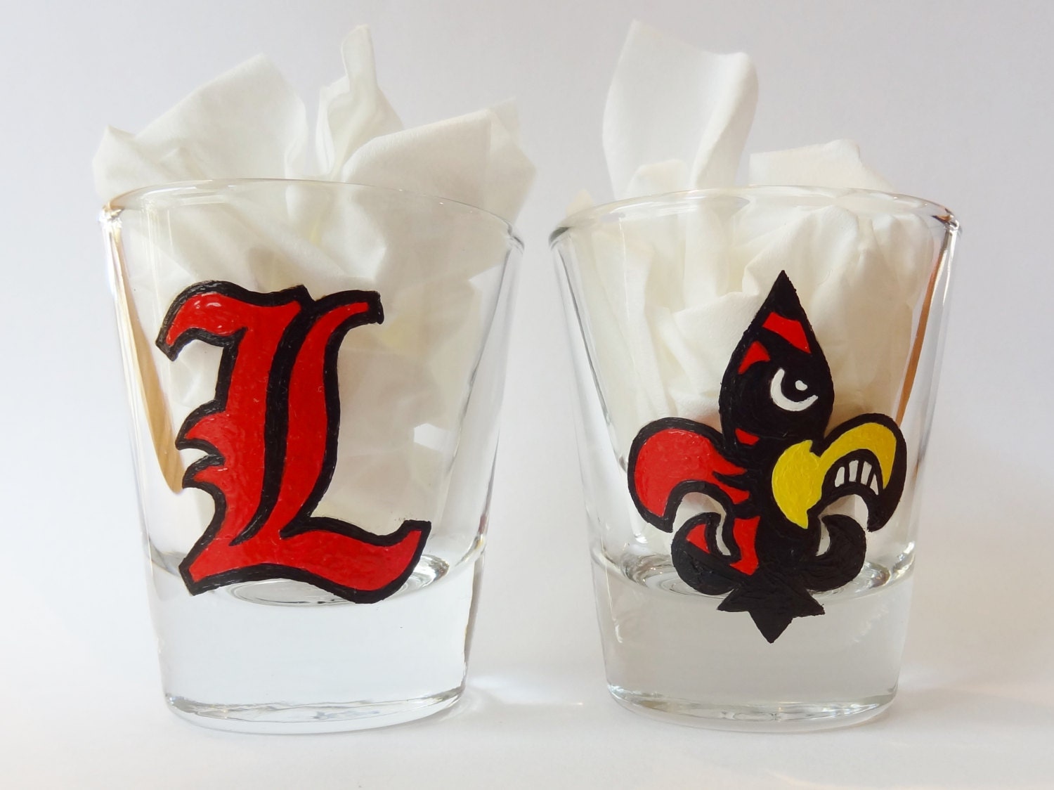 Handpainted Shot Glasses Any Team Set of 2 Made to Order Etsy