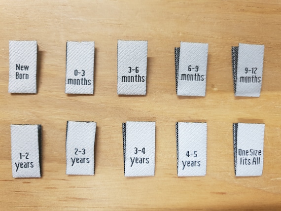 100 PCS WHITE WOVEN CHILDREN INFANT LABEL SIZE TAGS 18 MONTH
