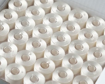 Size A Pre-wound Plastic Bobbins - White Embroidery Thread