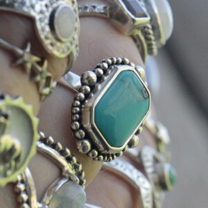 Turquoise Ring, Boho Jewelry, Stylish, Octagonal, 925 Silver, Statement Jewellery, Handcrafted, Gypsy, Genuine Gemstone, Nickel Free, Pretty