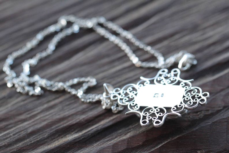 Sterling Silver Large Locket Silver Locket Boho Turquoise Locket Necklace Silver Locket Photo Locket Necklace