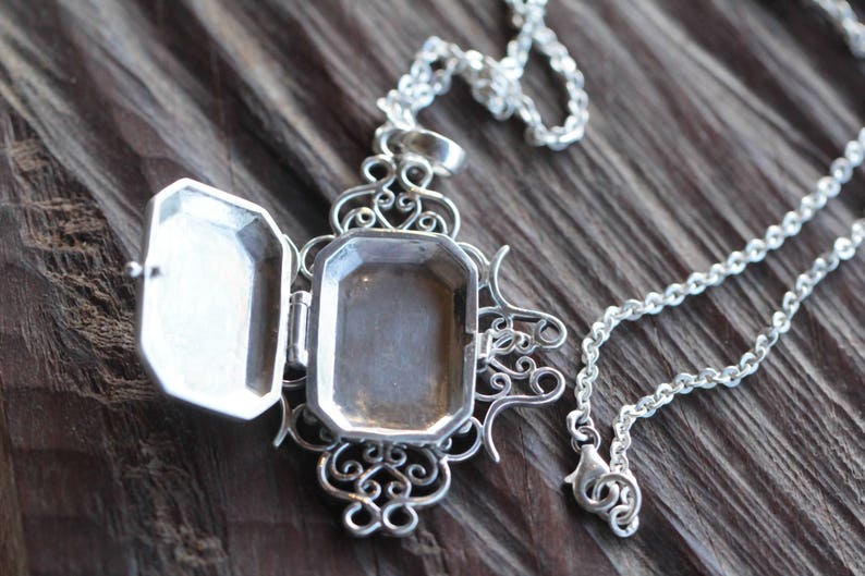 Sterling Silver Large Locket Silver Locket Boho Turquoise Locket Necklace Silver Locket Photo Locket Necklace