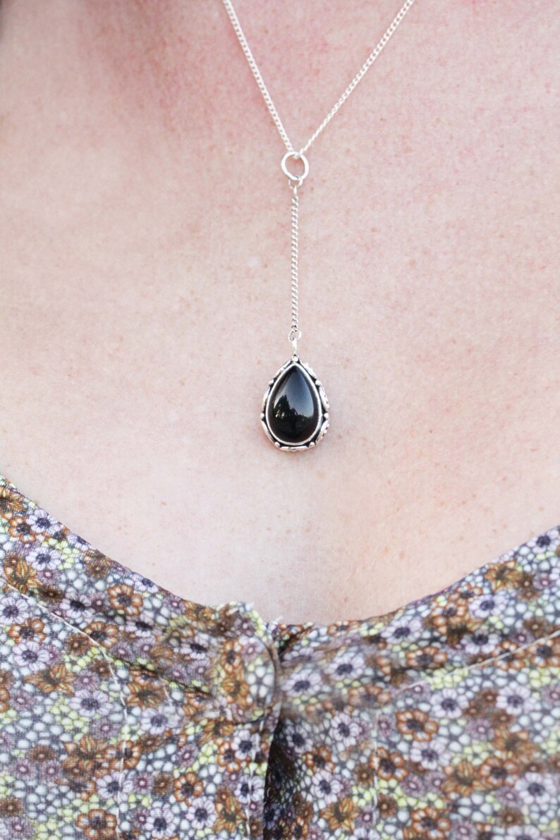 Stylish Necklace Bohemian Onyx Gemstone Gypsy Style Necklace Boho Chic Necklace in Solid 925 Sterling Silver Personalised Necklace