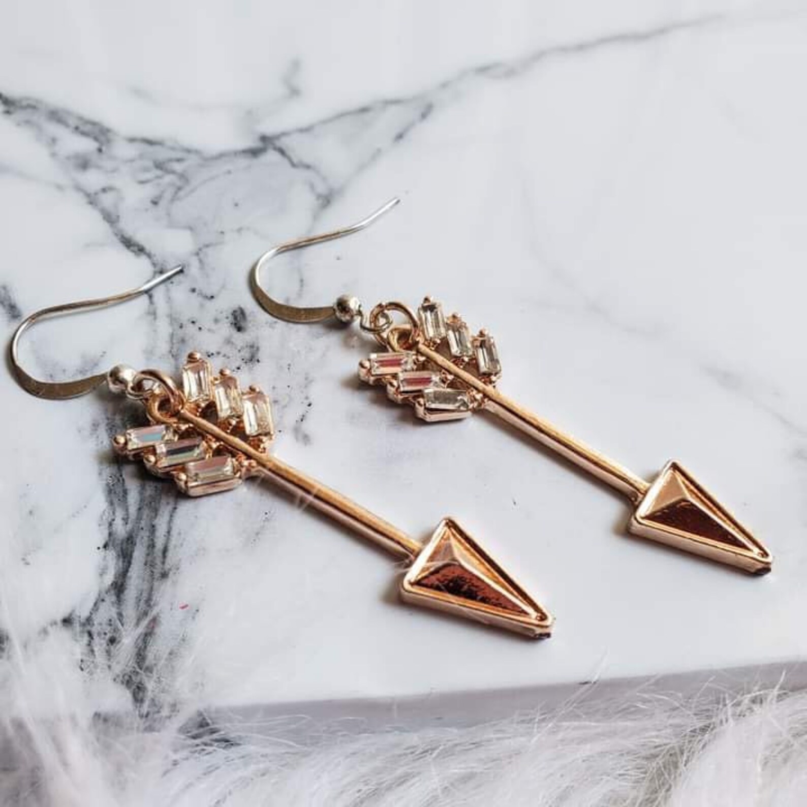 Earrings Gold Sparkly Arrows Hanging Earrings Dangling Etsy