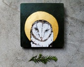 Owl Painting - Sainted Barn Owl Painting - Fine Art - Original Oil Painting with 23k Gold Leaf