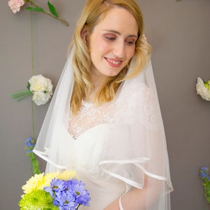 Darcey satin edge wedding veil | Two tier satin edged veil