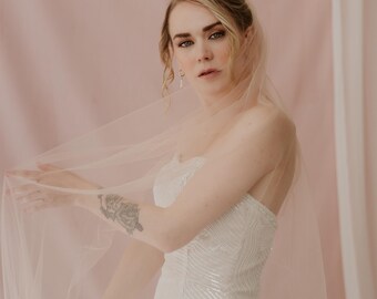 NEW Soft English Net Blush Wedding Veil Bride Bridal Blush Pink Wedding Veil, Soft Veil, Long Veil, English Net Veil, Blush  main image 4