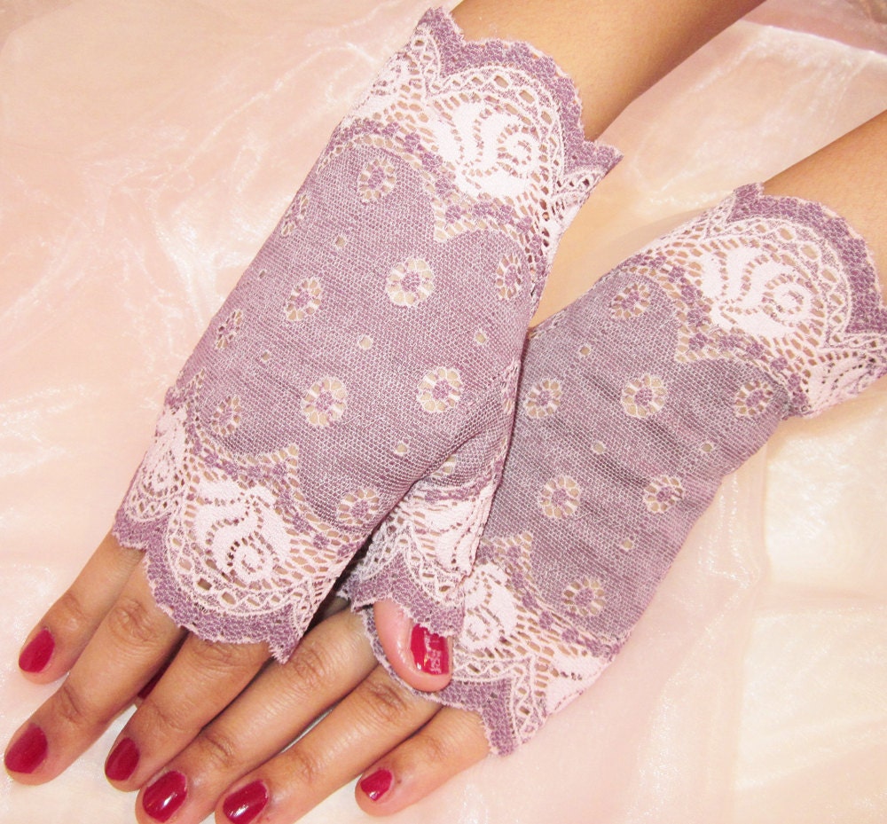 Bridal Lace Gloves, Purple Lace Bridal Gloves, Lace Gloves Etsy