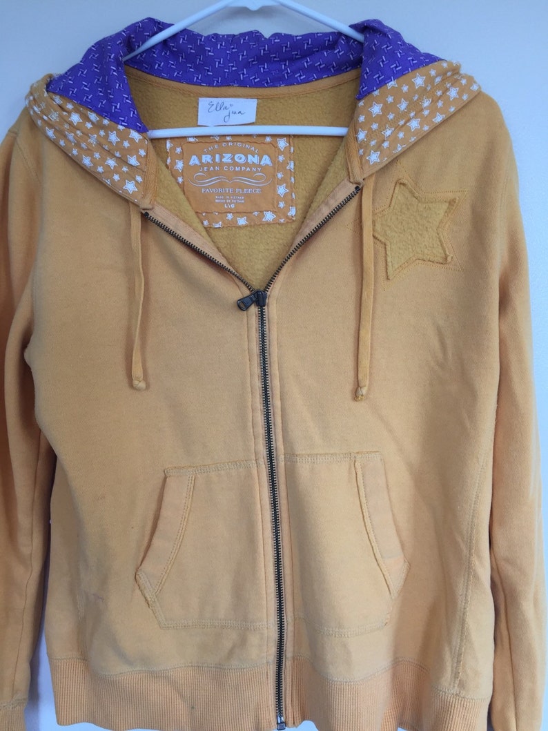 Upcycled restyled clothing GIRLS gold and purple crocheted vintage mandala hoodie