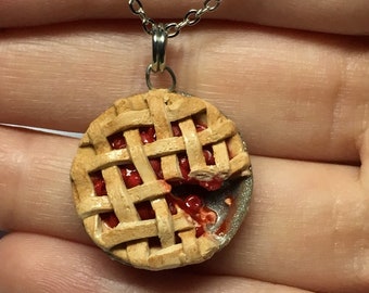 Cherry Pie Necklace, polymer clay, handmade, made to order