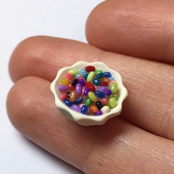 Dollhouse Miniature Jelly Bean Bowl, Miniature Easter Candy, Polymer Clay Food, Dollhouse Sweets, 1 12 Scale Food, Easter Miniature Candy