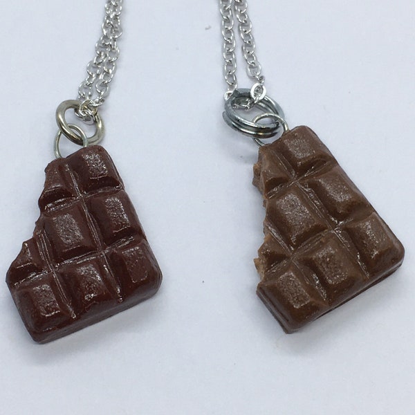 Collier candy bar au chocolat, argile polymère, fait à la main, fabriqué sur commande