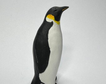 Emperor Penguin Figure, Miniature Penguin Sculpture, Handmade Clay Figurine, Realistic Penguin Decor, Cute Penguin Ornament, Bird Sculpture