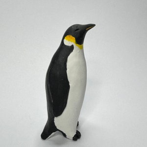 Emperor Penguin Figure, Miniature Penguin Sculpture, Handmade Clay Figurine, Realistic Penguin Decor, Cute Penguin Ornament, Bird Sculpture