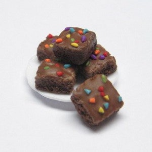 Dollhouse Brownies with sprinkles, polymer clay