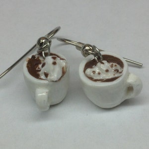 Hot Chocolate Earrings, Polymer Clay Jewelry, Made to Order, Miniature