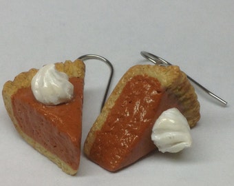 Pumpkin Pie Earrings, Polymer Clay Jewelry, Made to order