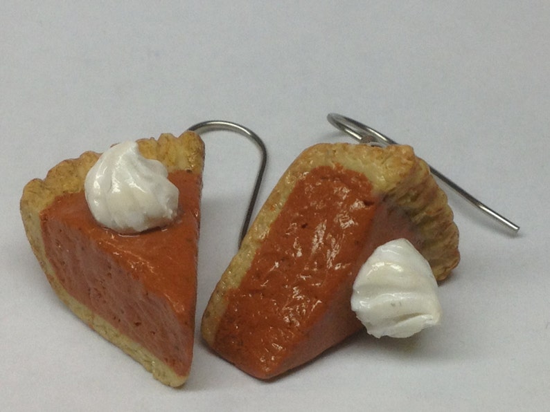 Pumpkin Pie Earrings, Polymer Clay Jewelry, Made to order image 1