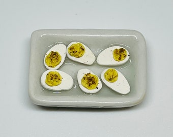 Miniature Deviled Eggs, Dollhouse Miniature, 1:12 scale, poylmer clay